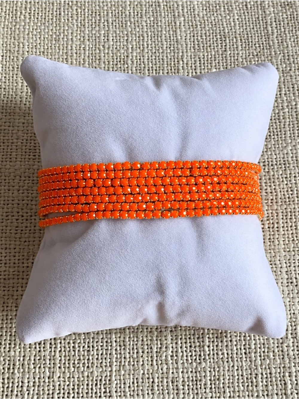 Bright Orange Multi-Row Beaded Bracelet